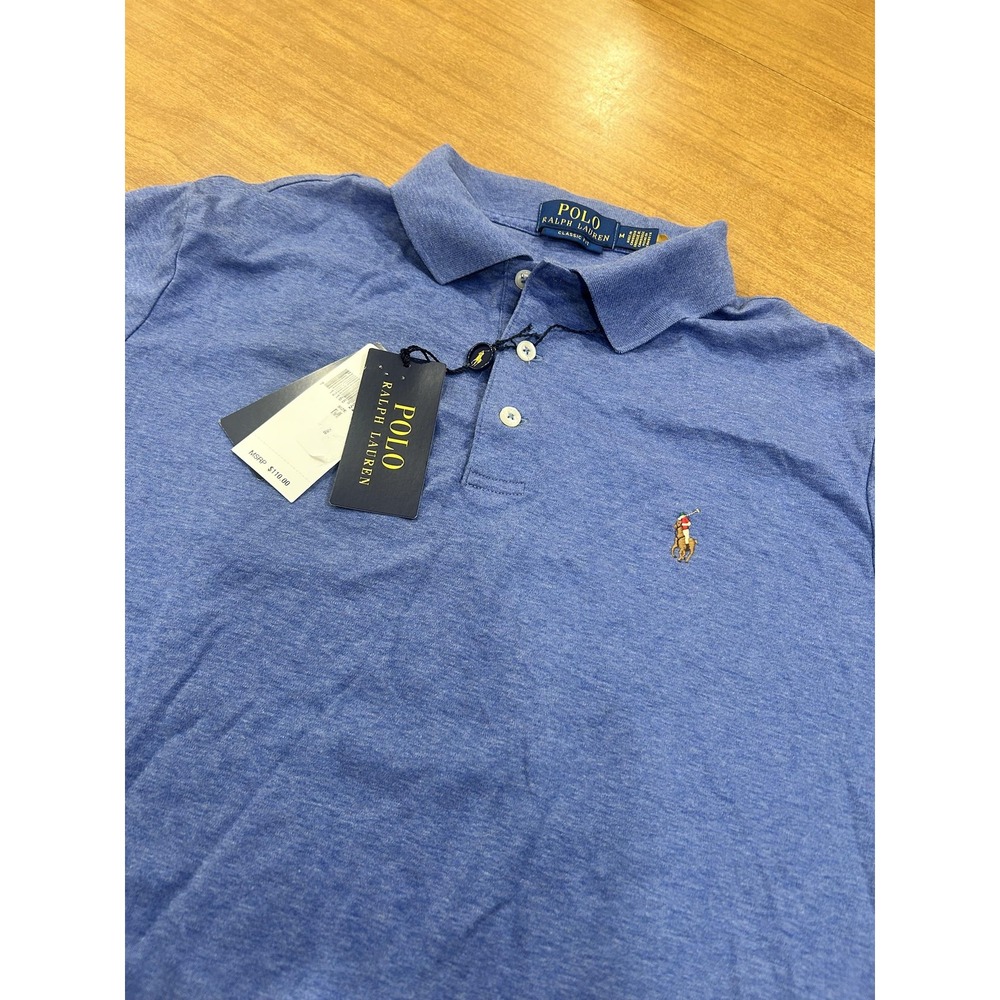 Polo Ralph Lauren Polo Shirt Mens M Blue Heather Classic Fit Cotton Pony NWT